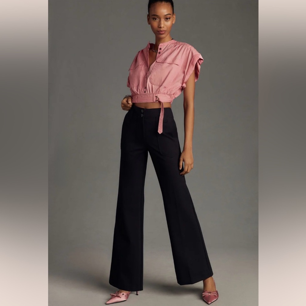 MAEVE by Anthropologie The Naomi Ponte Wide-Leg Flare Pants Size 6